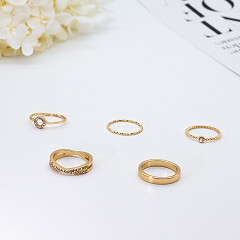 anelli di titanio dei gioielli di modo di Moissanite dell'oro di Ring Set Hug Adjustable Alloy di nozze 5pcs