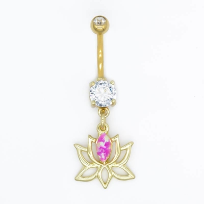 L'oro dei gioielli di 316 di acciaio inossidabile piercing del corpo ha placcato Lotus Dangle Pink Gem