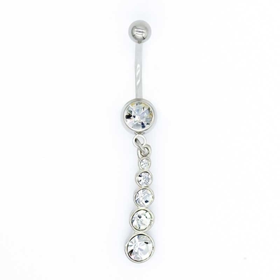 Gioielli sexy lunghi 14G 1.6mm Crystal Belly Bars di piercing dell'ombelico