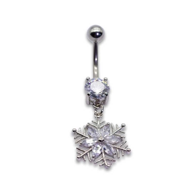 Argento perforante dei gioielli 7mm della neve dell'ombelico brillante del diamante del fiore