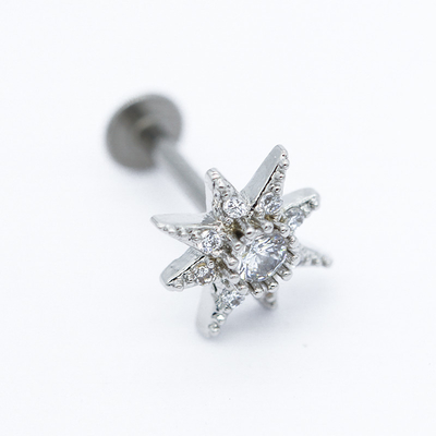 Acciaio inossidabile perforante Antivari delle gemme 316 dei gioielli 8mm della cima 16G Labret del fiore chiari