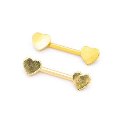 Estremità di superficie regolare 14G 1.6mm del cuore dei gioielli di piercing del capezzolo dell'oro