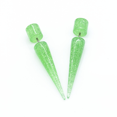 le conicità a spirale verdi dell'orecchio di 18G 6mm brillano le conicità acriliche per allungare