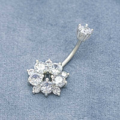 I chiari zirconi intorno all'ombelico d'acciaio chirurgico suona la pancia Antivari del fiore di 12mm