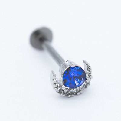 Gioielli perforanti di cristallo blu di 16g Labret