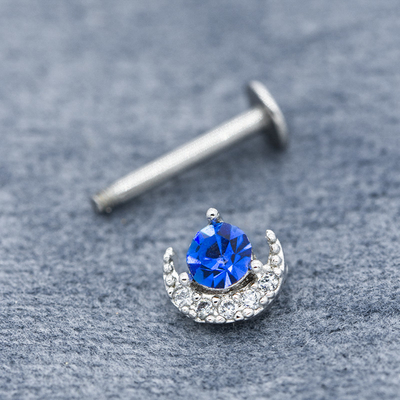 Gioielli perforanti di cristallo blu di 16g Labret