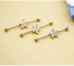 gioielli perforanti industriali 14G Rose Gold d'acciaio chirurgica ab Crystal Gem di 38mm