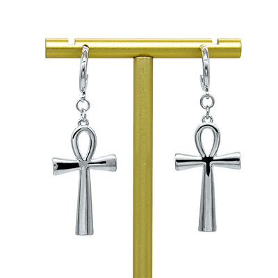 Orecchini perforanti Opal Earrings Smooth Surface bianco del cerchio trasversale della lega